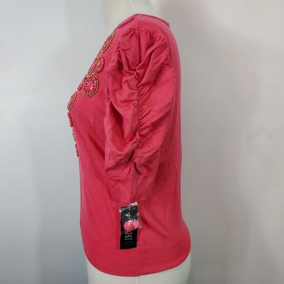 INC International Concepts Womens Shrug Cardigan Size XL Beaded Coral Ruched NWT - Picture 4 of 12